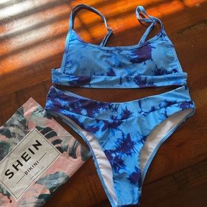 Blue Tie Dye Bathing Suit